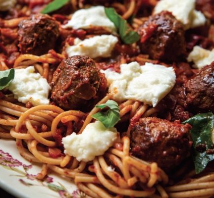 Hearty Spaghetti & Meatballs with The Scullery Tomato and Basil Pasta Sauce