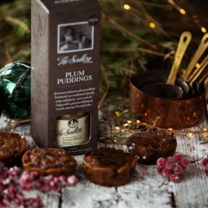 The Scullery Traditional Miniature Christmas Puddings, Luxury Brandy Butter Gift Set