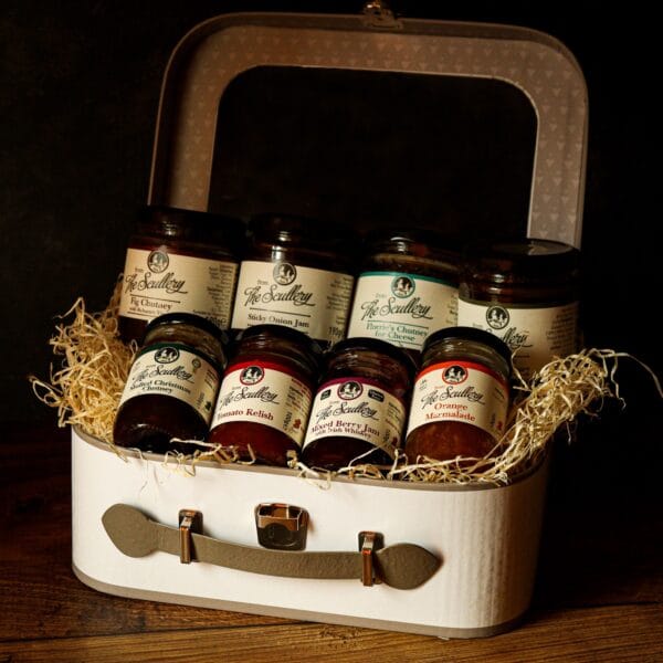 The Scullery Relish Selection | In a small white suitcase