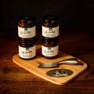 Cheese Board with Knife and 4 x 190g Relishes